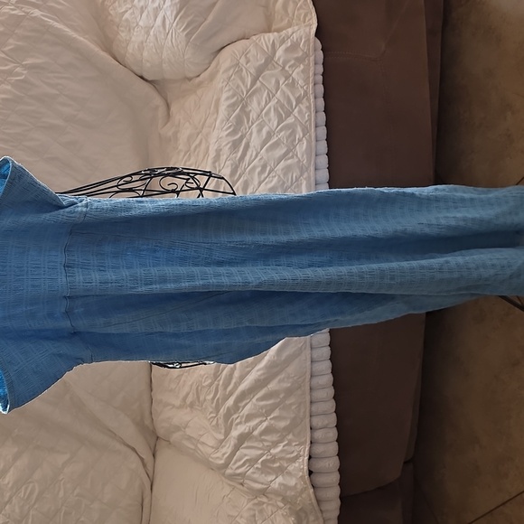 Free People Light Blue Sleevless Textured Light Blue Dress XS (Katie #14) - Picture 6 of 11